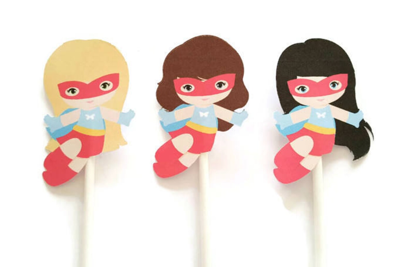 Girl Superhero Cupcake Toppers Set of 12 Supergirl Etsy
