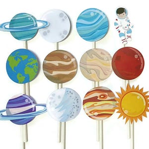 Space cupcake toppers - set of 12, space party, space theme, astronaut cake toppers, centerpiece