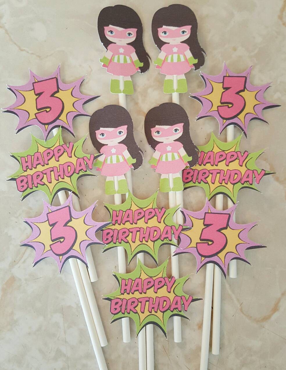 Girl Superhero Cupcake Toppers Set of 12 Supergirl Etsy