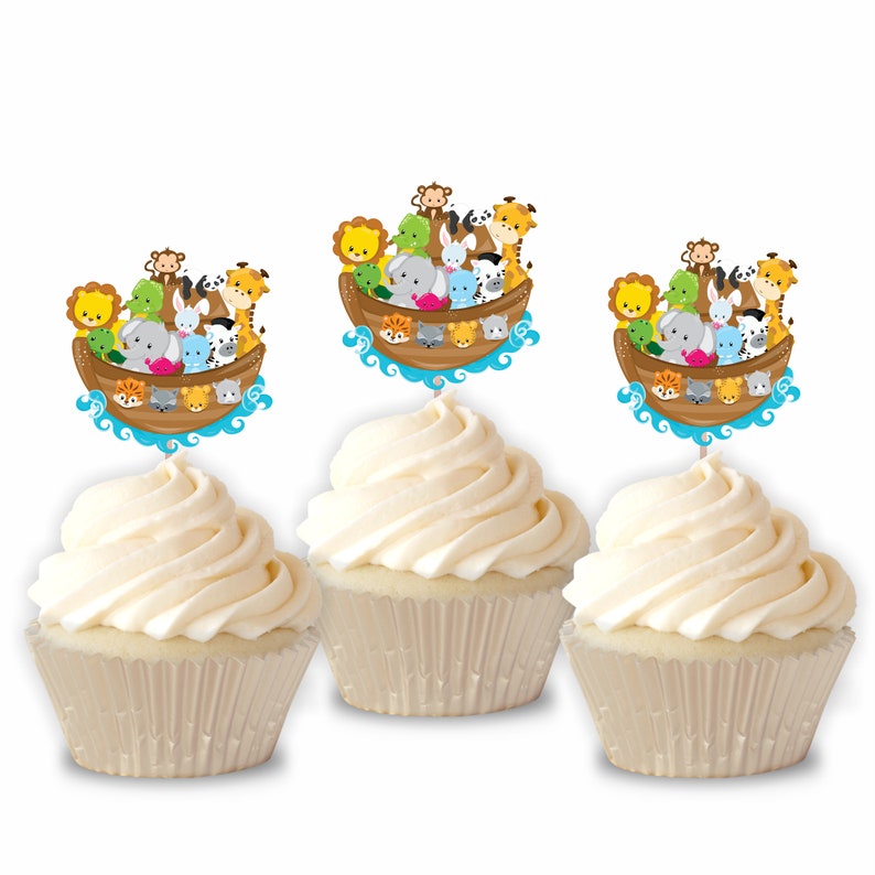 Noah's Ark cupcake toppers set of 12 Noah's Ark Etsy