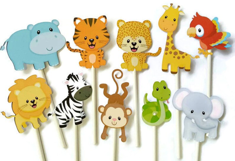Safari Cupcake Toppers Set of 12 Jungle Cupcake Toppers Etsy