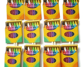 Crayon cupcake toppers - set of 12, art party, art theme, little artist  party