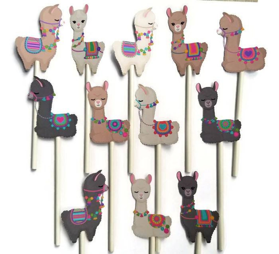 Llama Cupcake Toppers Set of 12, Llama Theme, Llama Party, Llama Decor ...