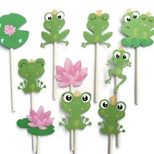 Frog Cupcake Toppers Set of 12 Frog Prince Princess Frog | Etsy