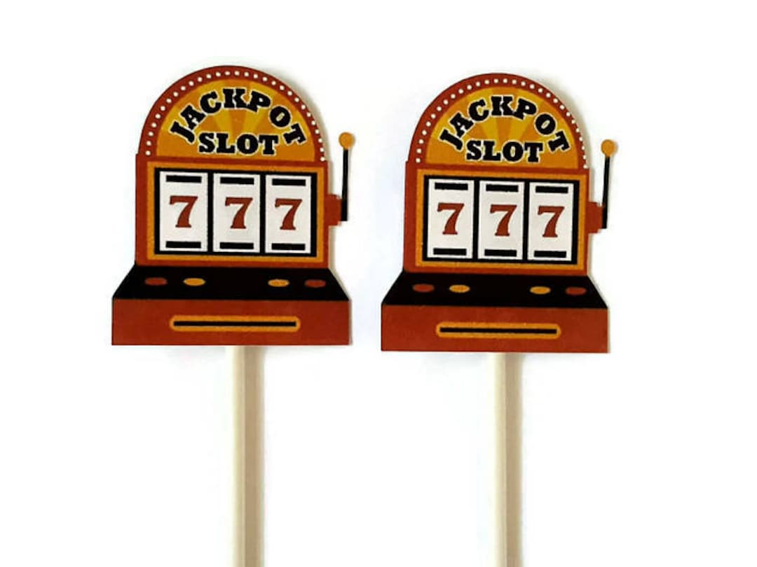 Slot Machine Cupcake Toppers - Set of 12, Casino Theme, Casino Party