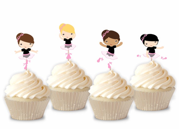 Ballet cupcake toppers set of 12 ballet cake toppers | Etsy