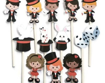 Magician Cupcake Toppers - Magic Birthday Party Decorations