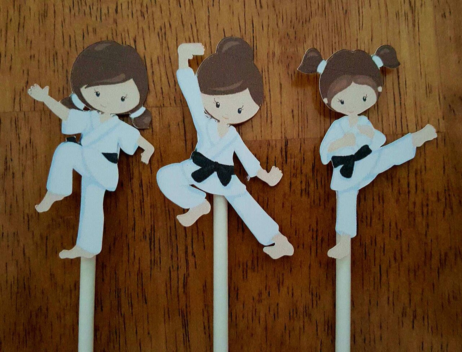 Karate Girls Cupcake Toppers set of 12 Karate Cake Toppers Etsy