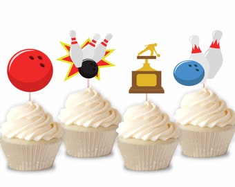 Adornos para cupcakes con temática de bolos – Decoraciones para centros de mesa de fiesta (Juego de 12)