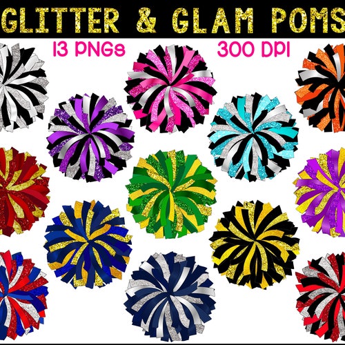 Hare bånd håndflade Glitter and Glam Pom Pom Digital Clipart Set Gold Pom Pom | Etsy