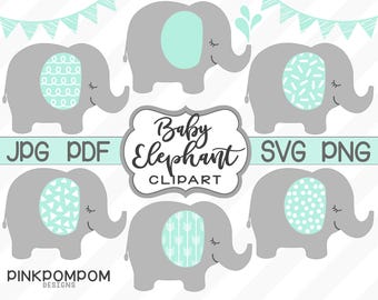 Mint and Gray Elephant Png - Etsy