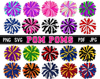Pom pom SVG clipart - team colors – pompom svg png - cheerleading svg - cheer pom svg - cheerleading clipart - Personal and Commercial use