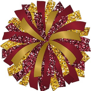 CUSTOM POM - Glitter und Glam Pom Pom digitale Clip Art - Kastanienbraun und Gold Pom Pom png - Cheerleader Pom png - Kastanienbraun Gold aufmunternde neue Version