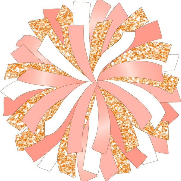 CUSTOM POM - glitter and glam pom pom digital clipart - light pink pom - peach pom - coral pom