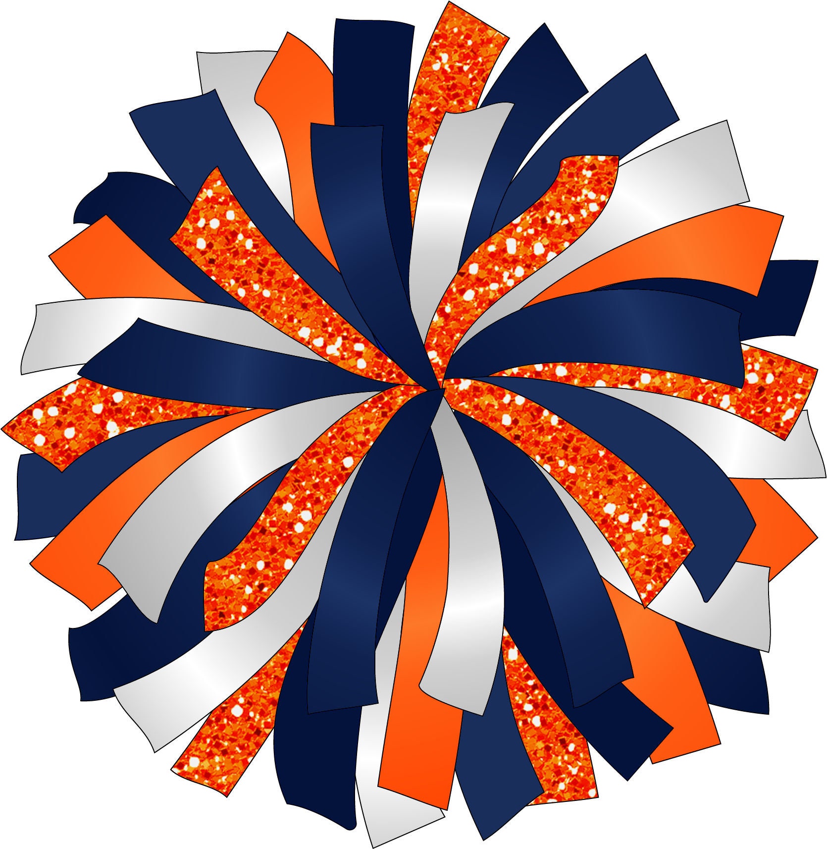 ♡【pom様】専用ページ♡ Custom Pom Pom Clipart Set - Glitter and Glam Orange and Navy Pom