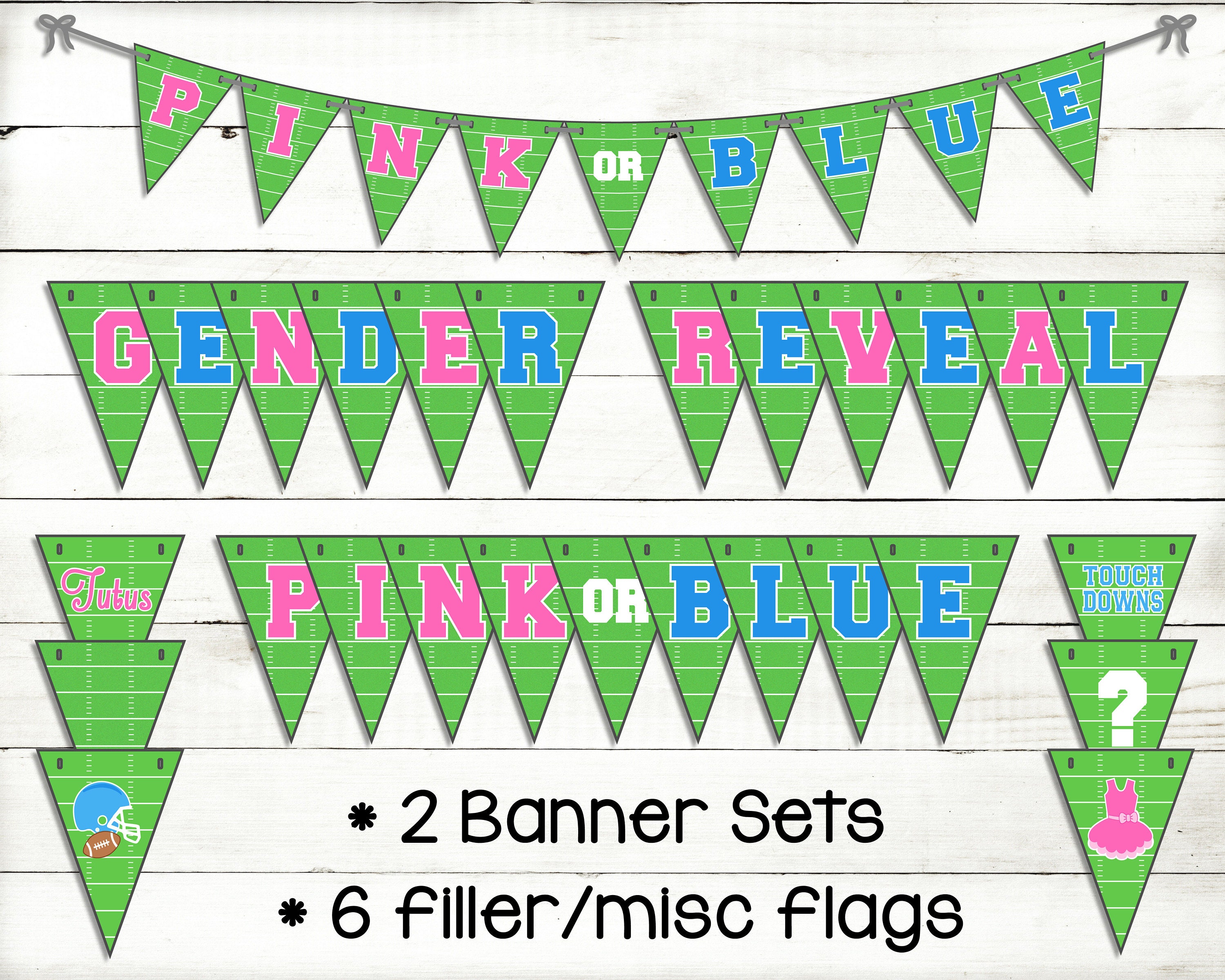 Printable Gender Reveal Decorations touchdowns or tutus - Etsy España