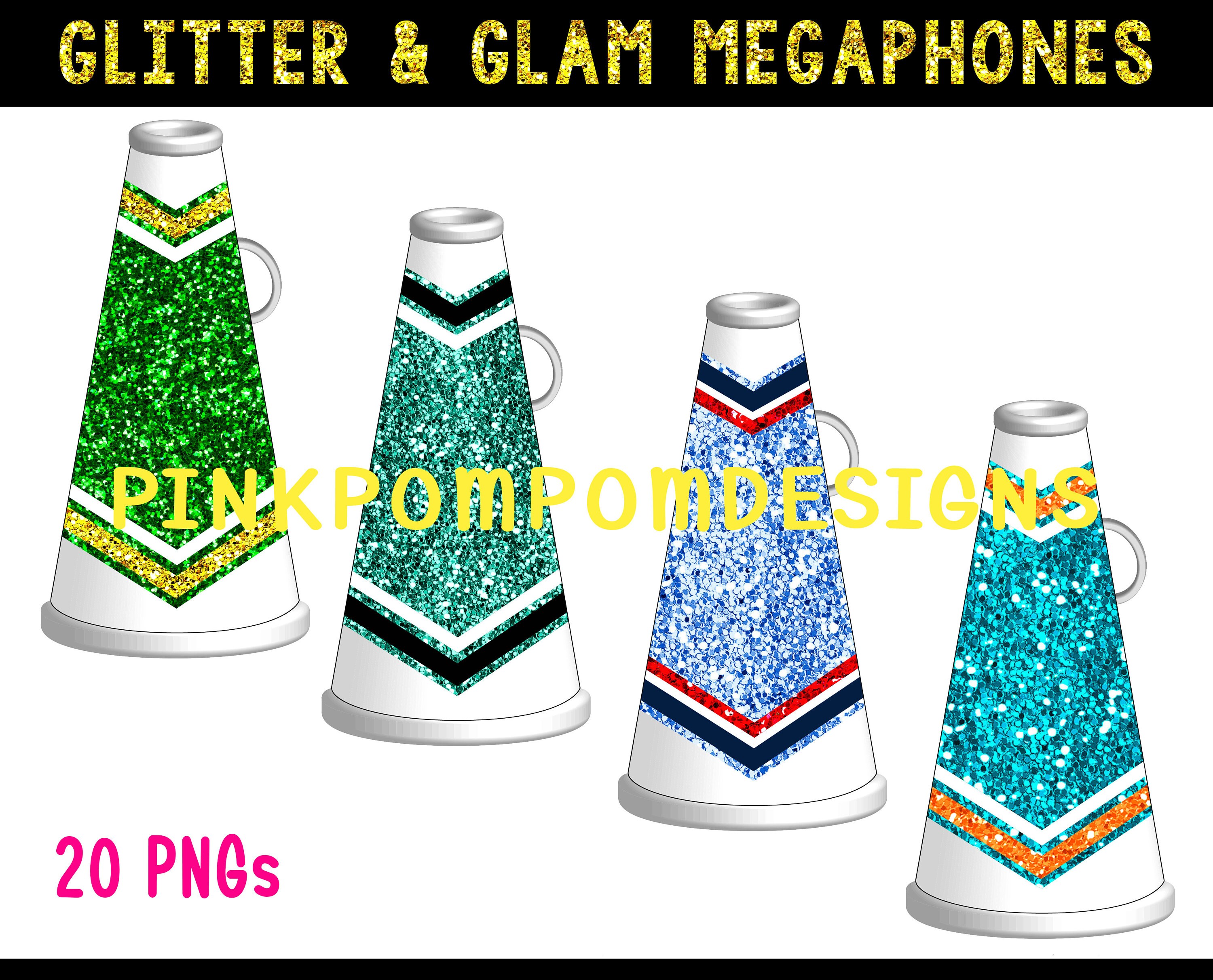 Glitter & Glam Digital Megaphone Clipart Graphics Megaphone Etsy