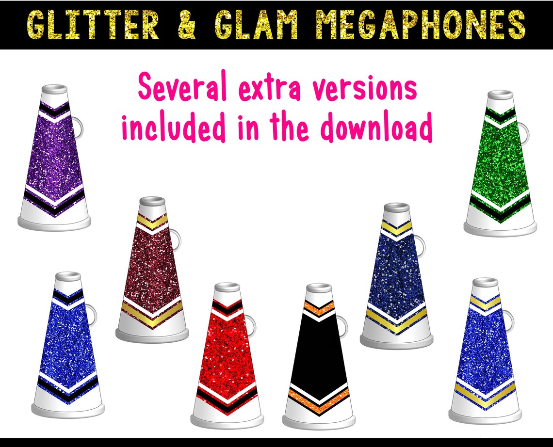 Glitter & Glam Digital Megaphone Clipart Graphics Megaphone Etsy