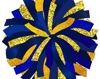 Images clipart numériques Glitter and Glam Pom Pom - Blue and Gold Pom - Blue and Gold cheer graphics - PNG jpg