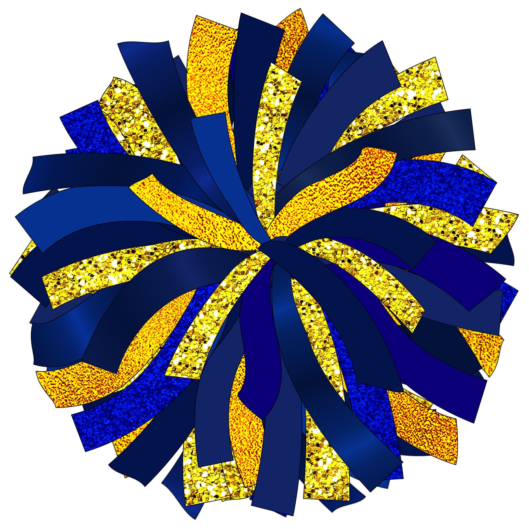 Glitter and Glam Pom Pom Digital Clip Art Blue and Gold Pom - Etsy