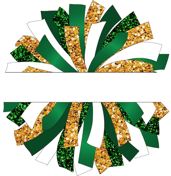 Set Of 2 Glitzy Cheerleader Pom Poms In Green