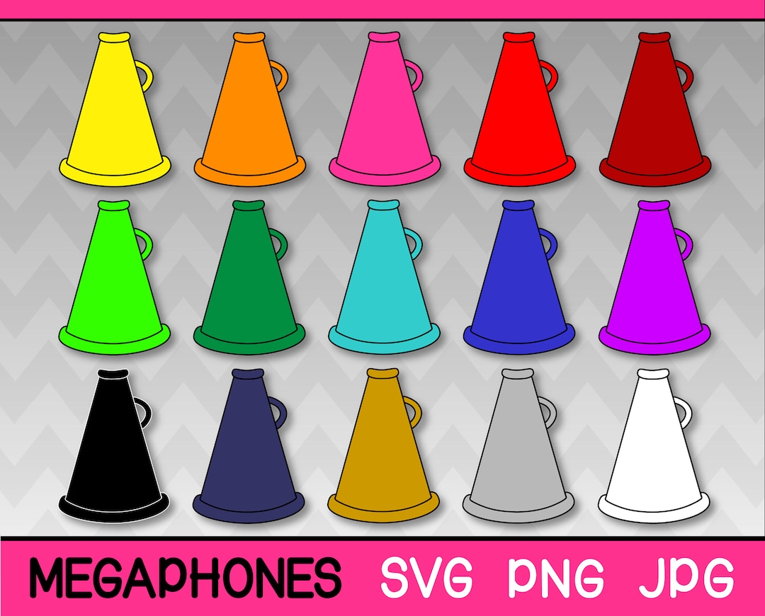 Megaphones Digital Clipart Set Megaphone Svg Png Jpg Cheerleading Svg