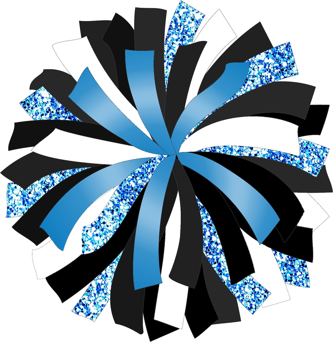 Glitter and Glam Pom Pom Digital Clip Art - Black and Blue Pom Pom Png ...