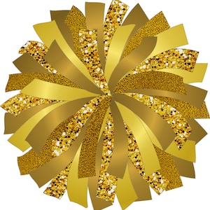 AANGEPASTE POM - glitter en glamour pom pom digitale illustraties - antiek gouden pom pom png - cheerleading pom png - donkergouden pom