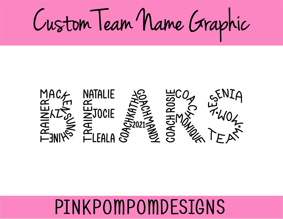 CUSTOM GRAPHIC Cheer Team Names Digital Clip Art SVG Png Etsy