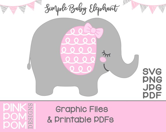 Download Baby Elephant Svg Graphic And Print Pink Gray Elephant Svg Etsy