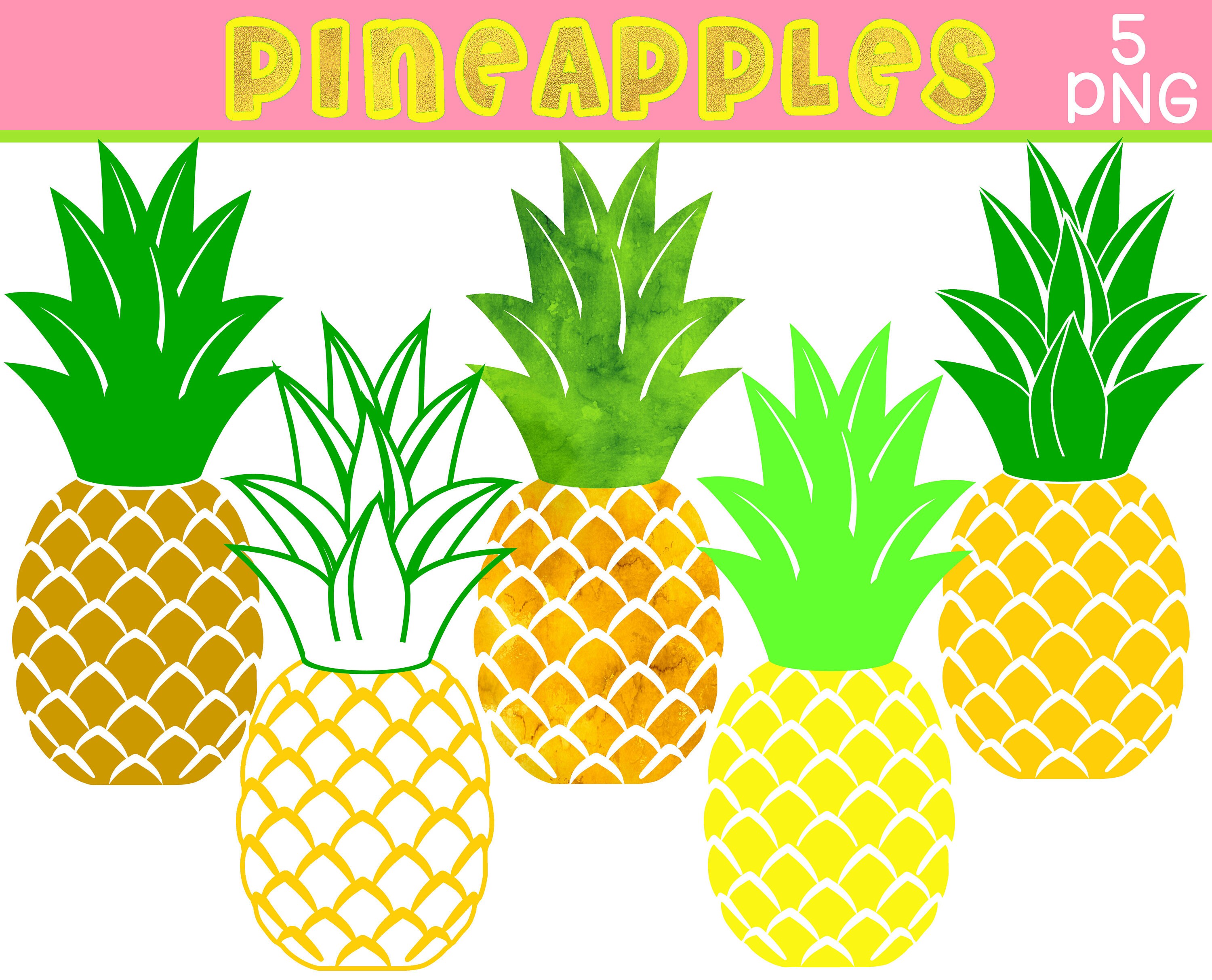 Cute Pineapple Digital Clip Art Clipart Set Personal and Commercial Use