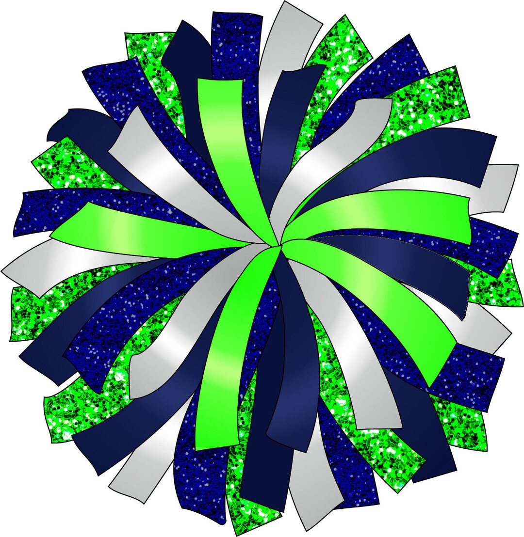 CUSTOM POM Glitter and Glam Pom Pom Digital Clip Art Neon Green and