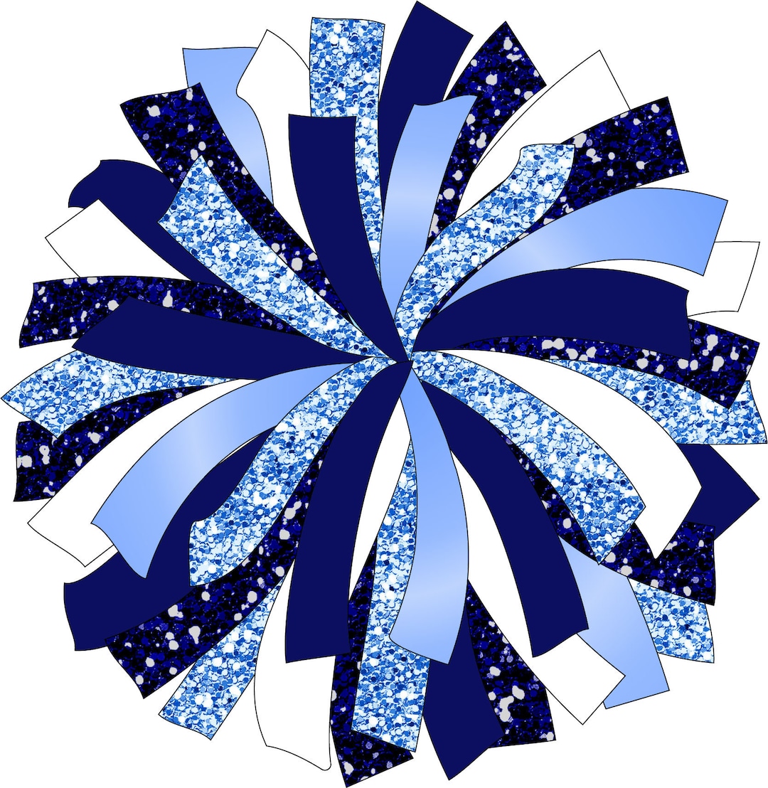 CUSTOM POM Glitter and Glam Pom Pom Digital Clip Art Navy Blue and