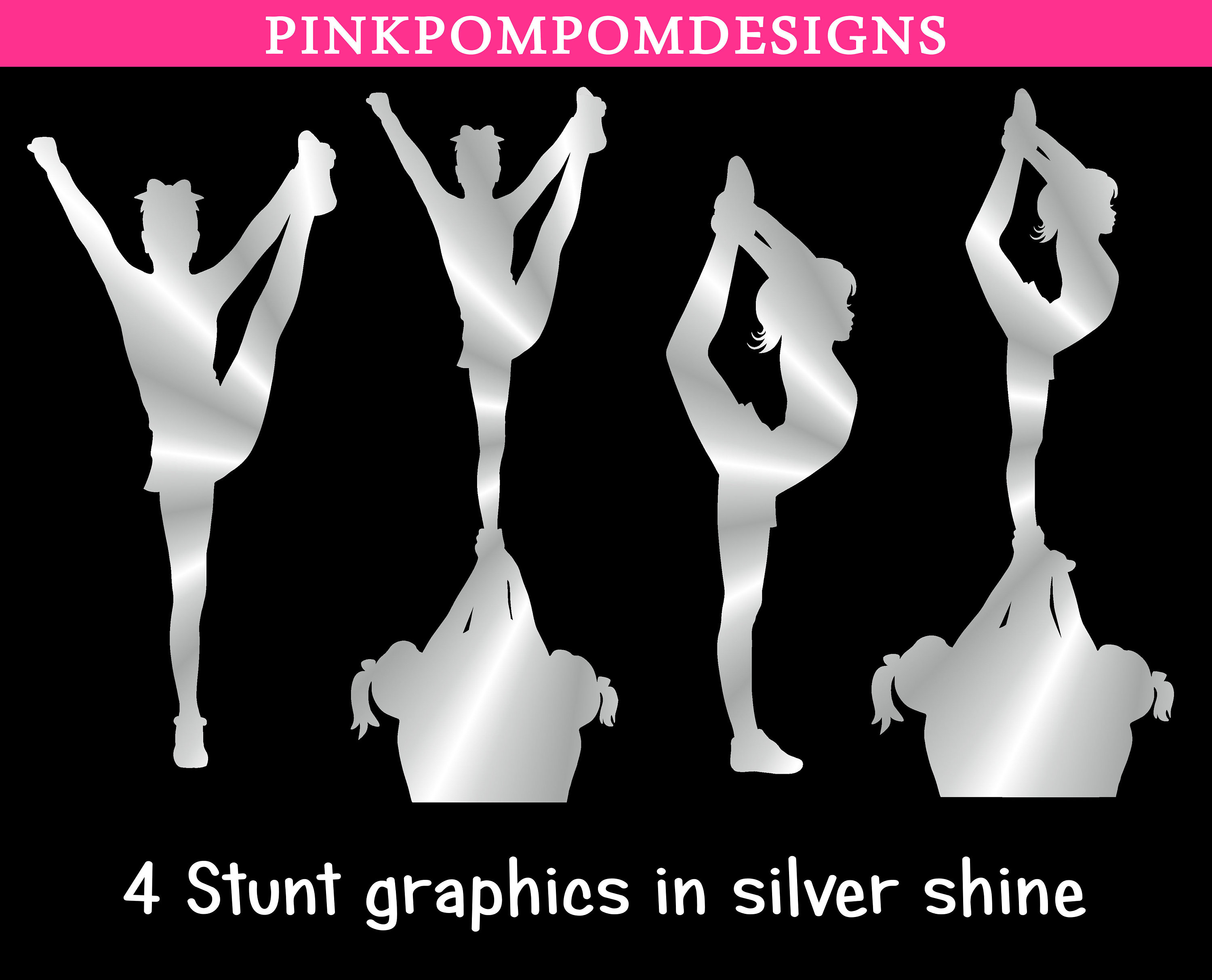Silver Cheerleading Clipart Set - Silver Stunt – Silver Cheerleader -  Silver Cheerleading Stunt - Png - Etsy Norway, image size:3000x2428