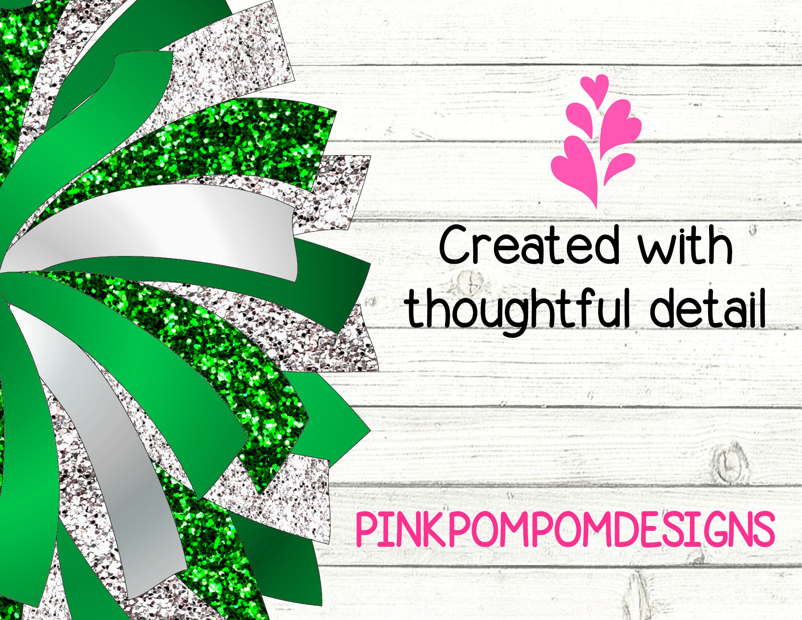 Glitter and Glam Pom Pom Digital Clip Art Green and Silver Etsy