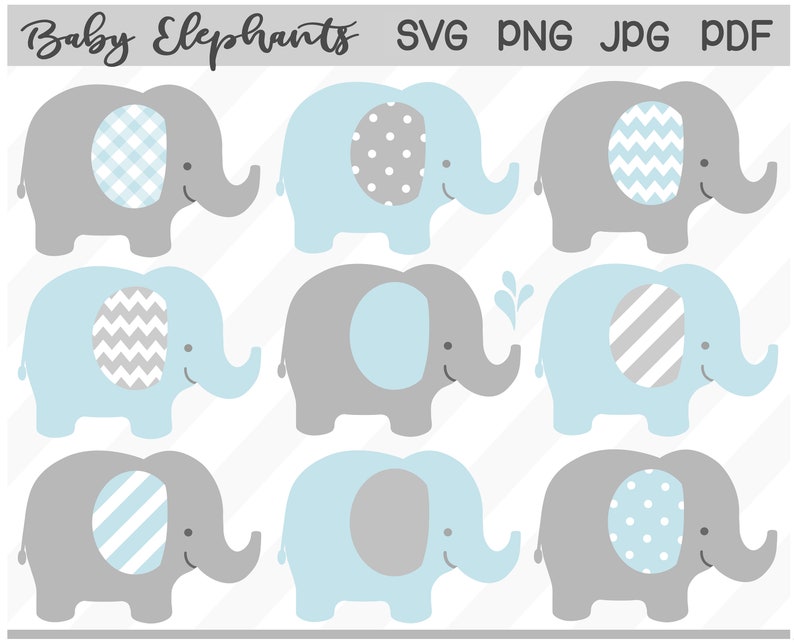 Download Baby Elephant SVG blue gray elephant clipart boy baby | Etsy