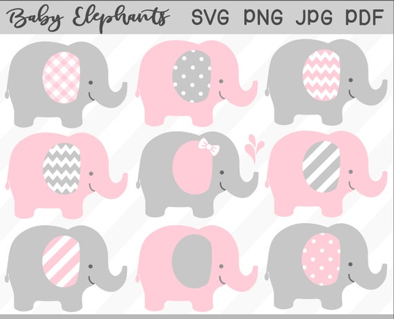 Download Baby Elephant SVG & Clipart Set pink elephant baby shower ...