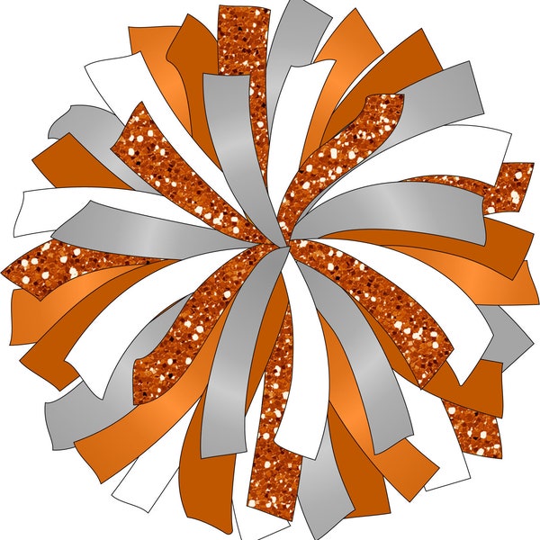 CUSTOM POM - Glitter and Glam Pom Pom digital graphic - burnt orange white gray pom pom png - cheerleading pom png