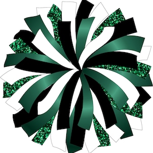 CUSTOM POM - Glitter und Glam Pom Pom Clip Art - Smaragd grün weiß schwarz Pom Pom png - Cheerleader Pom png - grün schwarz weiß