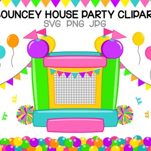 Girl bouncey house party digital clipart set – birthday svg - png - bounce house svg - girl birthday - party svg - Personal and Commercial