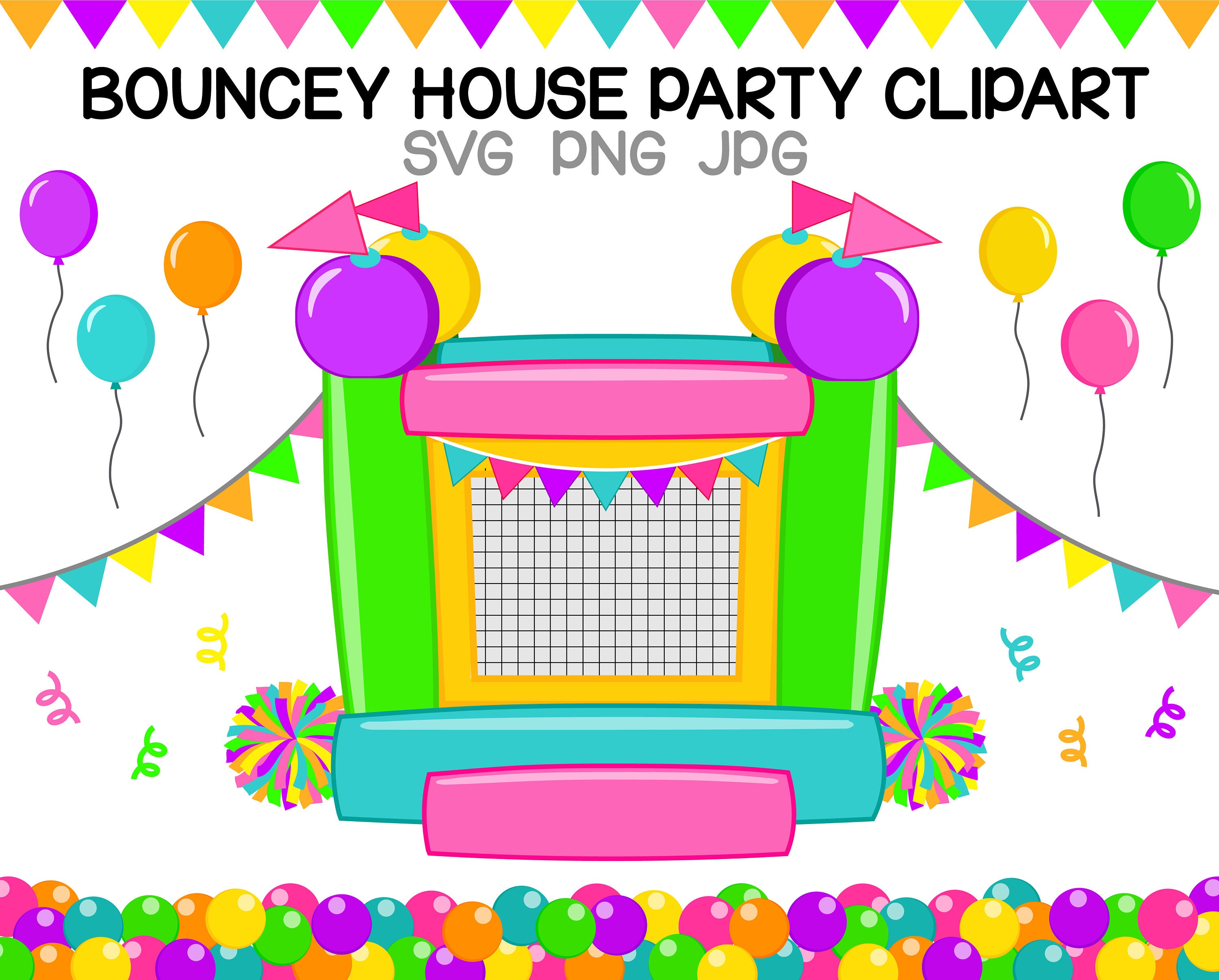 Download Girl Bouncey House Party Digital Clipart Set Birthday Svg Etsy