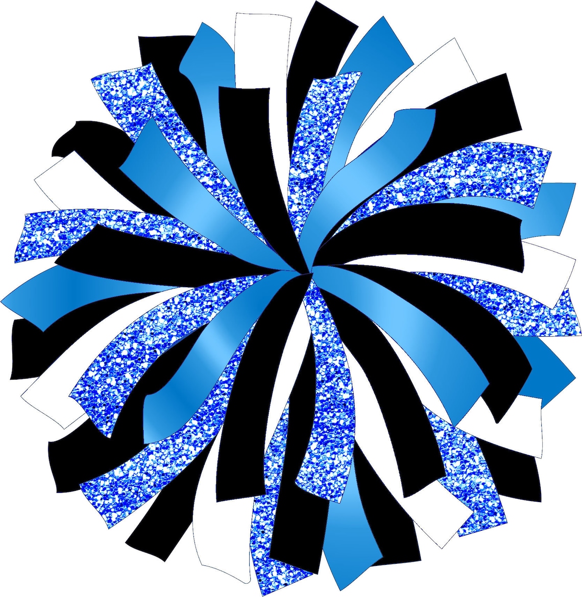 Glitter and Glam Pom Pom Digital Clip Art Blue and Black Pom Etsy
