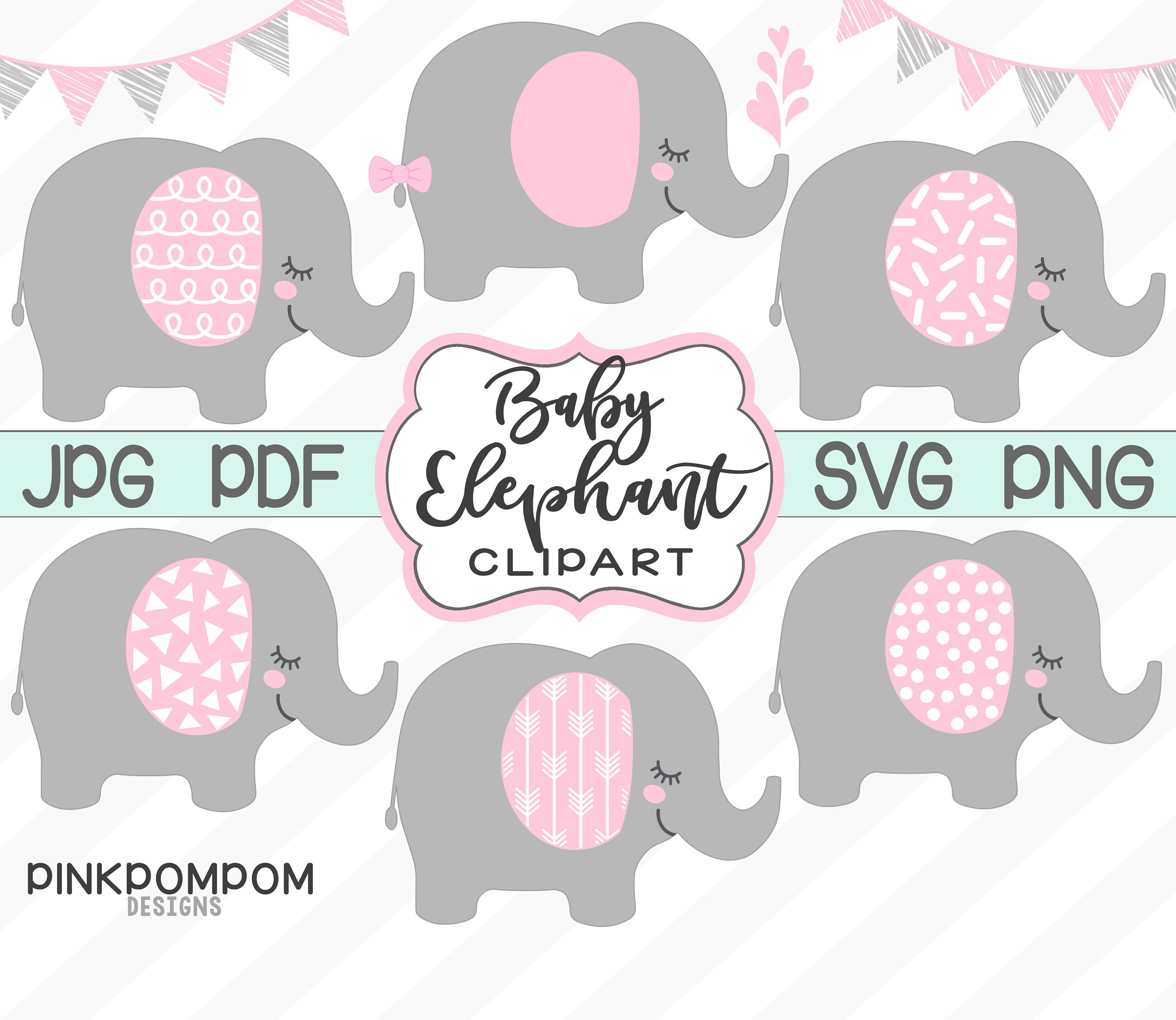 grey baby elephant clipart