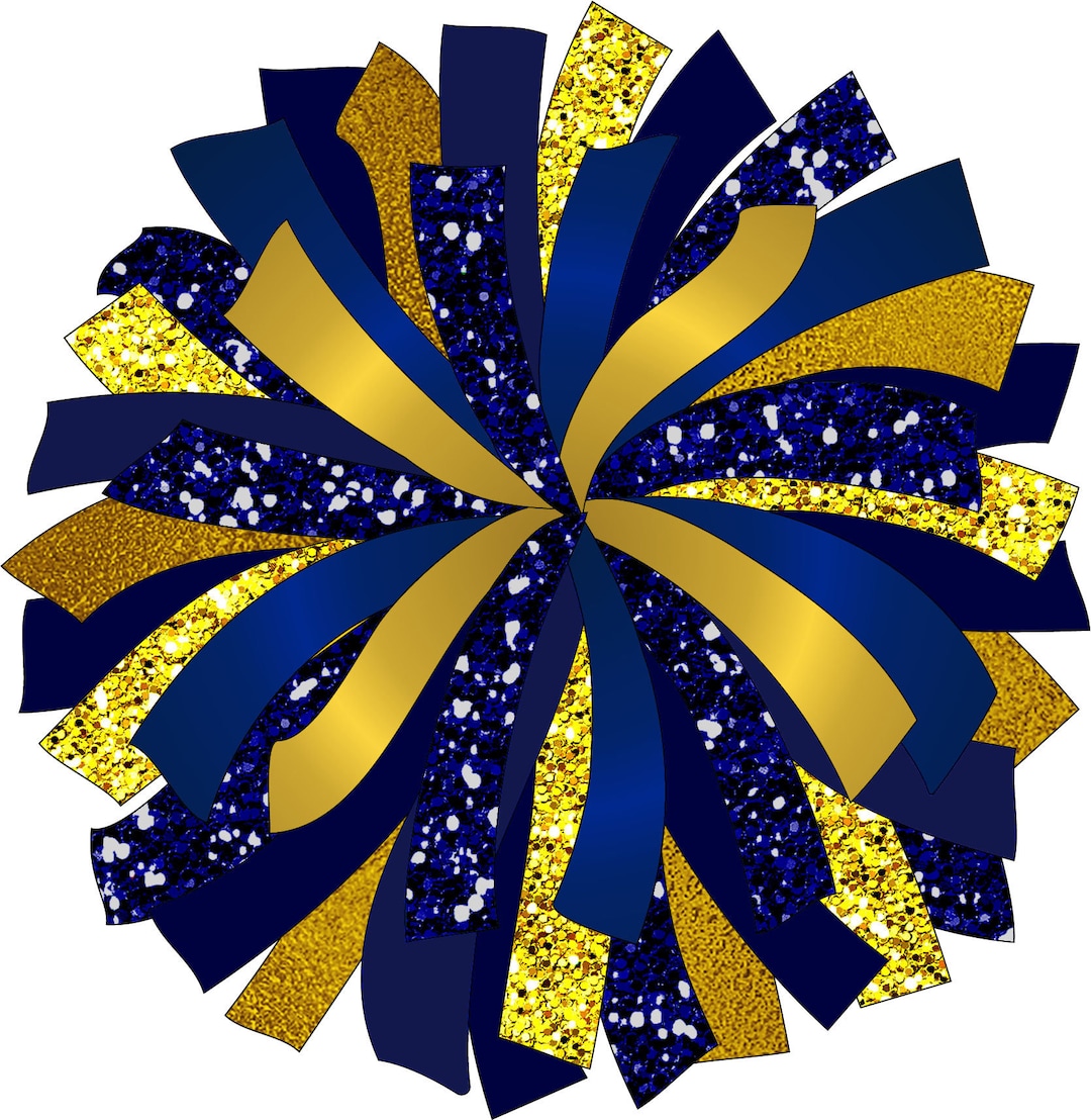 CUSTOM POM Glitter and Glam Pom Pom Digital Clip Art Navy and Gold Pom