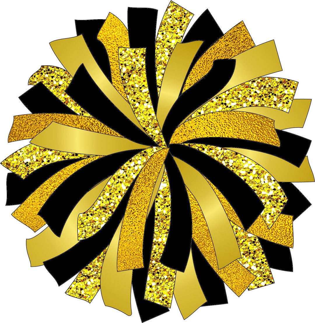CUSTOM POM Glitter and Glam Pom Pom Digital Graphic Black and Gold Pom