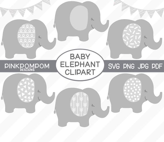 Download Baby Elephant Clipart Set Gray Elephant Svg Printable Etsy