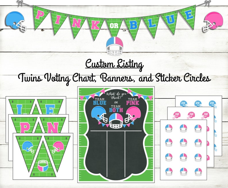 TWINS Football Gender Reveal Party Printable Supplies Etsy TWINS Football Gender Reveal Party Printable Supplies Etsy