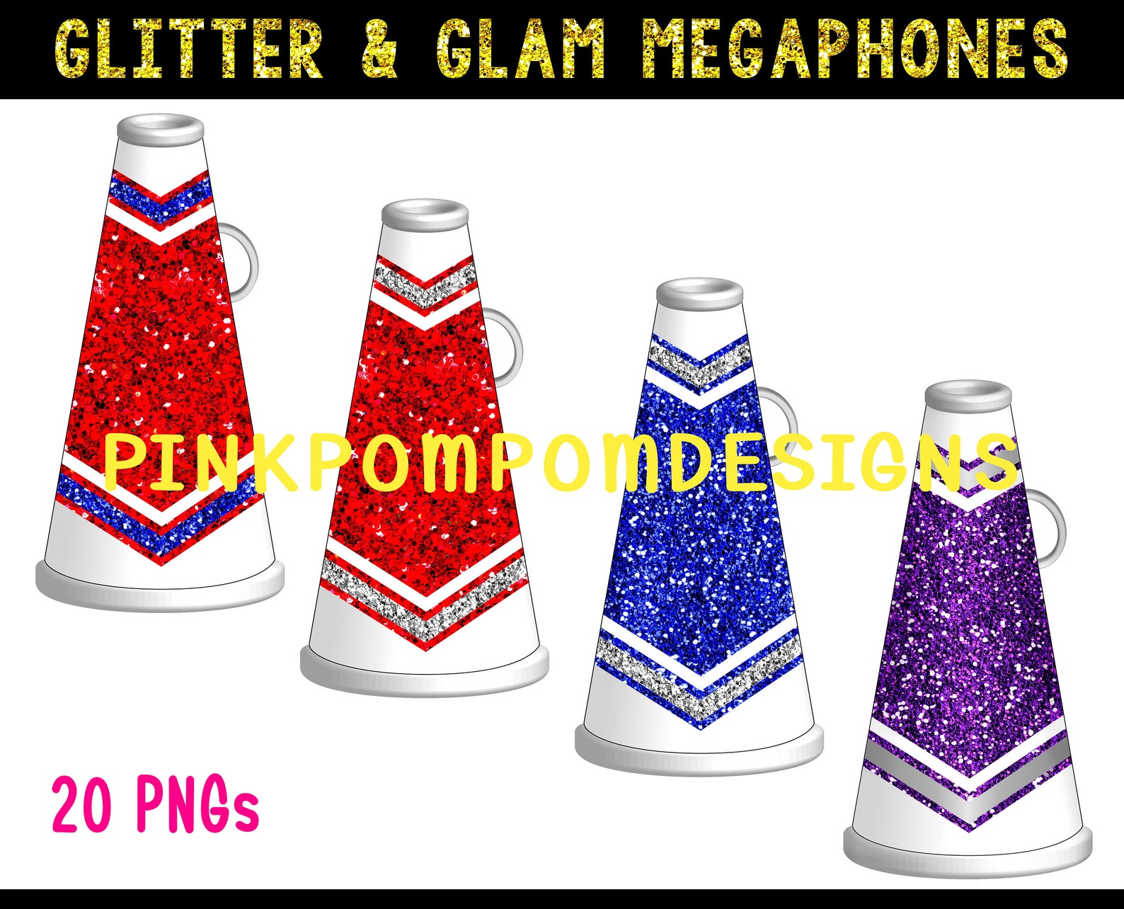 Glitter & Glam Digital Megaphone Clipart Graphics Megaphone Png Glitter
