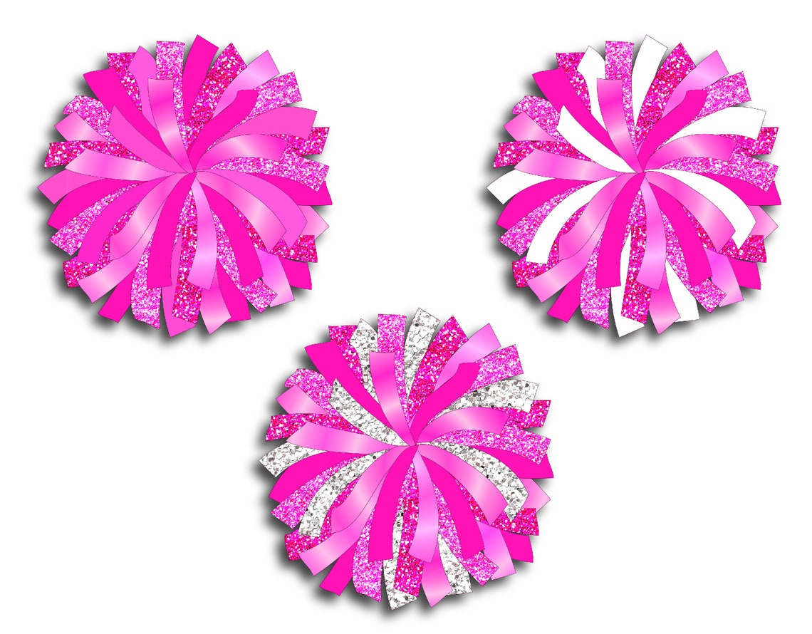 CUSTOM POM Glitter and Glam Pom Pom Digital Clipart Pink - Etsy