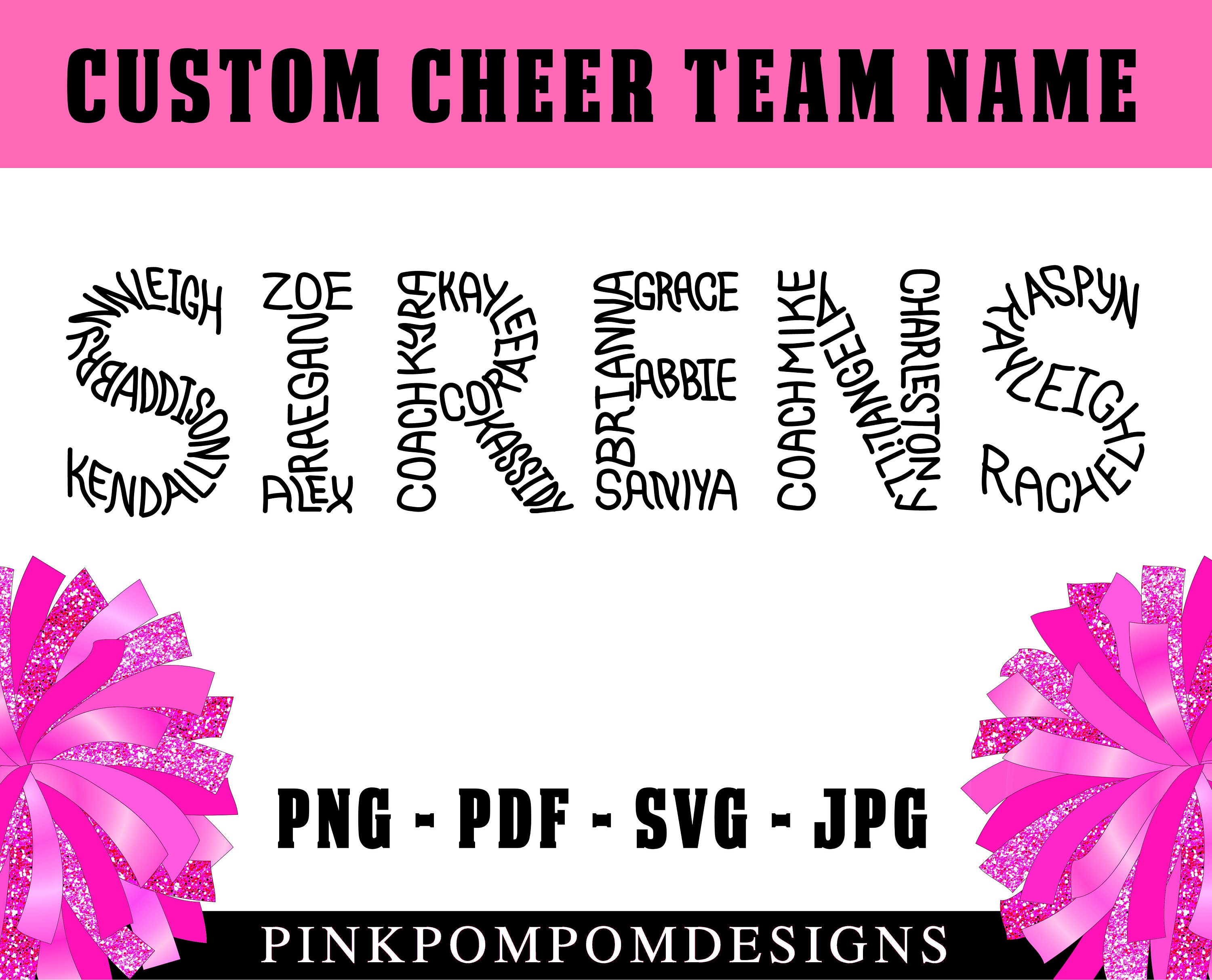 CUSTOM GRAPHIC Cheer Team Names Digital Clip Art SVG Png Etsy